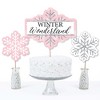 Big Dot of Happiness Pink Winter Wonderland - Holiday Snowflake Birthday Party or Baby Shower Centerpiece Sticks - Table Toppers - Set of 15 - 3 of 4