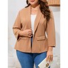 MISSKY Women's Plus Size Casual Open Front Work Office Jackets Blazer Blazers with Pockets - 2 of 4