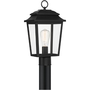 John Timberland Bellis Verde 16" High Traditional Outdoor Post Mount Light Fixture Pole Porch Waterproof Textured Black Metal Clear Glass Shade - 1 of 4