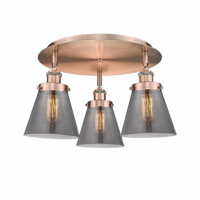 Cone - 3 Light Flush Mount In Art Deco Style-9.25 Inches Tall and 18 Inches Wide