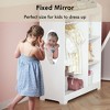 KTMBDW Kids Dress up Storage with Mirror, Kids Wardrobe with Hooks, Kids Closet, Open Hanging Armoire Costume Organizer for Bedroom, Preschool, White - 4 of 4
