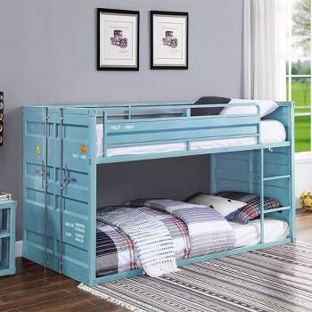 80"Twin/Twin Bunk Bed Cargo Loft and Bunk Bed Aqua Finish - Acme Furniture