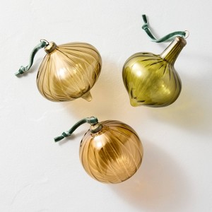 3pk Assorted Colored Glass Ornament Set - Hearth & Hand™ with Magnolia - 1 of 3