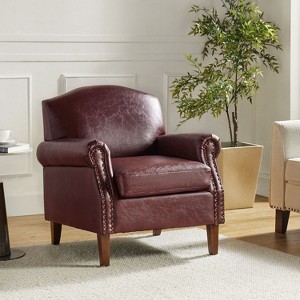 Gianluigi Transitional Vegan Leather Armchair with Nailhead Trim for Bedroom and Living Room| ART OF LIVING DESIGNS - 1 of 4