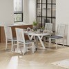VECELO 5-Piece Round Extendable Dining Table Set, Rubber Wood Table with 4 Armless Upholstered Dining Chairs for Kitchen, Gray - 2 of 4