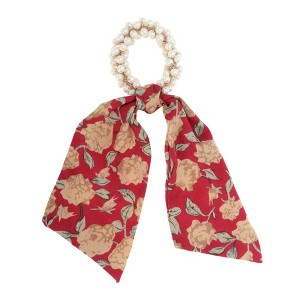 Unique Bargains Cute Chrysanthemum Printed Ribbon Scrunchie Hair Elastic Band 1 Pc - 1 of 4