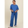 Pinkblush Blue Textured Knit Oversized Tee And Pants Maternity Set - 2 of 4