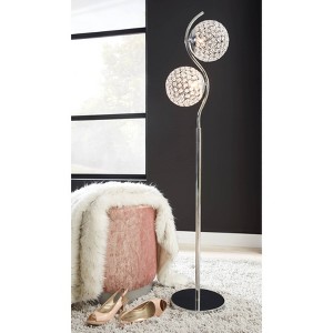 Signature Design by Ashley Winter Metal Floor Lamp Clear/Silver : Acrylic Beads, Dual Dome Shades - 1 of 4