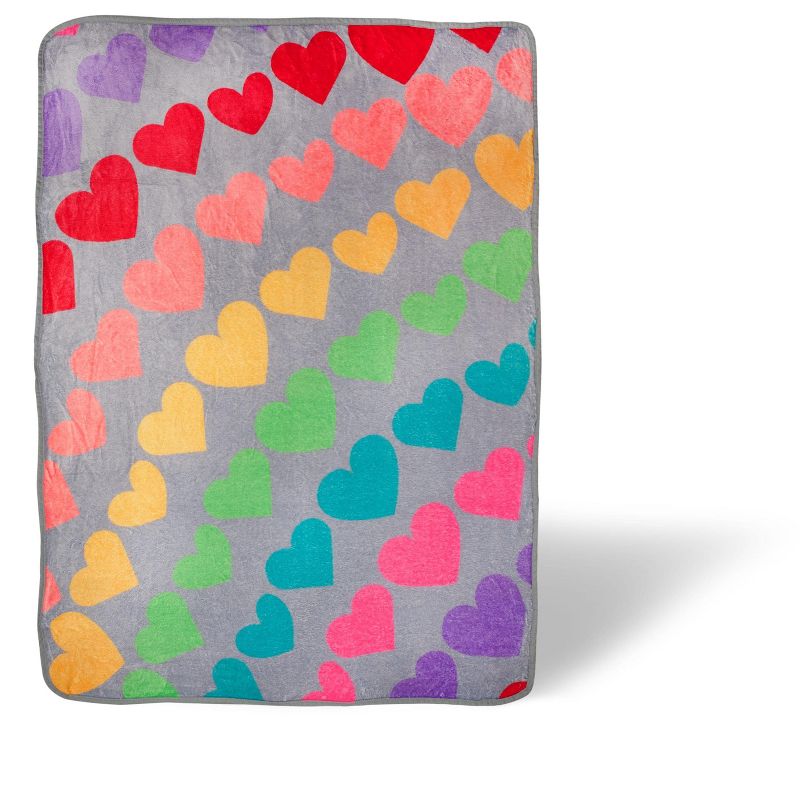 Toynk We Are In This Together Rainbow Window Hearts Throw Blanket | 45 x 60 Inches, 1 of 8