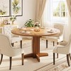 1-Box MDF Board Dining Table – Square Column Base & Round Tabletop, Ready-to-Assemble Kitchen/Dining Room Furniture - 3 of 4