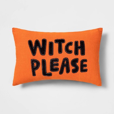 'Witch Please' Lumbar Throw Pillow Orange/Black - Hyde & EEK! Boutique™