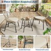 3 Piece Patio Bistro Set, Outdoor Acapulco Chairs Set of 2 with Glass Top Table, All Weather Modern Patio Chairs with Cushions - 3 of 4