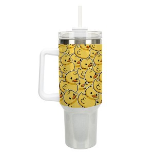 100 North Yellow Rubber Duck Cartoon Collage 40 oz. Stainless Steel, Large Water Bottle Coffee Mug, Spill & Leak Resistant, Thermal Travel Tumbler - 1 of 1