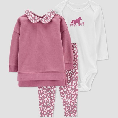 Carter's Just One You® Baby Girls' Horse Top & Bottom Set - Purple 3M