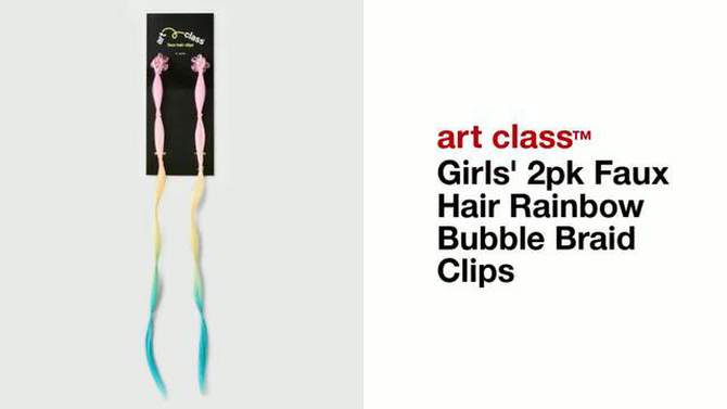 Girls&#39; 2pk Faux Hair Rainbow Bubble Braid Clips - art class&#8482;, 2 of 6, play video