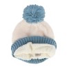CTM Women's Two Tone Knit Winter Beanie Hat with Pom - 2 of 4