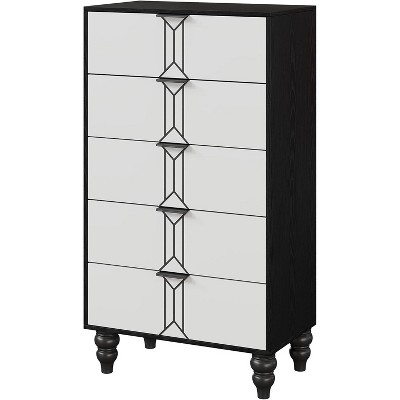 5 Drawers Dresser, Modern Wooden Tall Dresser with Deep Drawers, Chest of Drawers for Bedroom, Living Room, Hallway, Entryway