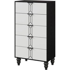5 Drawers Dresser, Modern Wooden Tall Dresser with Deep Drawers, Chest of Drawers for Bedroom, Living Room, Hallway, Entryway - 1 of 4