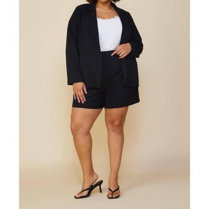 Women's PLUS SIZE LONG SLEEVE OPEN BLAZER - SKIES ARE BLUE - 1 of 4