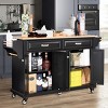 Wood Top Kitchen Island Cart with Wheels, Drawers, Spice Rack, Rolling Storage Cabinet for Kitchen or Dining-The Pop Home - 2 of 4