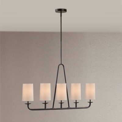 Serenitie Bronze Linear Chandelier with Tapered Drum Shades