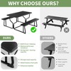 Outdoor Picnic Tables with Benches, Portable Picnic Table with Seats, Plastics Picnic Table Bench Set with Metal Frame, Large Camping Table Chair Set - 3 of 4