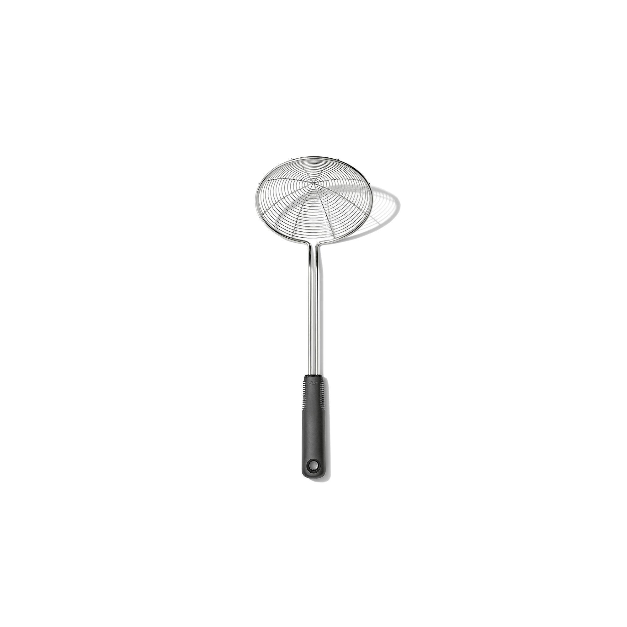 OXO Stainless Steel Scoop and Strain Skimmer Black: Dishwasher-Safe Skimmer Spoon, 14.6" Length, 5.4" Head Diameter