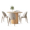 5-Piece Dining Set for Small Space,41.5" Pedestal Oak Dining Table with Upholstered Dining Chair Armless & Metal Leg for Dining Room-Tanpinhause - 2 of 4