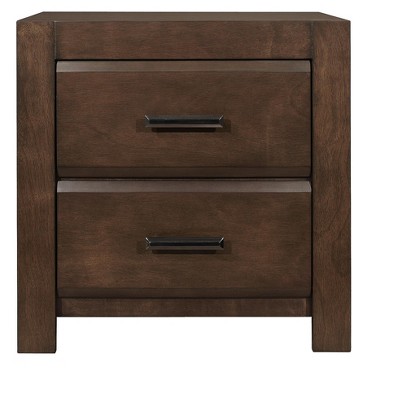 Espresso Finish Two Drawers Nightstand 1pc Contemporary Bold Framing Wooden Bedroom Furniture