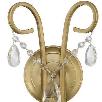 Elegant Gold 2-Light Wall Sconce with Clear Crystal Swags