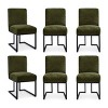 Set of 6 Upholstered Dining Chairs, Modern Fabric Kitchen Chairs with Black Metal Sled Base, Comfortable Padded Seat for Dining Room-Maison Boucle - 2 of 4