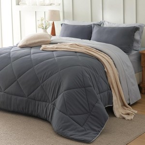 Bedsure Comforter Set - 7 Pieces Reversible Bed Set for All Seasons, Bed in a Bag with Down Alternative Comforter, Sheets, Pillowcases & Shams - 1 of 4