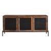 Treasure Trove Accents Three Door Credenza: Sheesham Wood, Cane Inlay, Iron Frame, Storage Cabinet - 2 of 4
