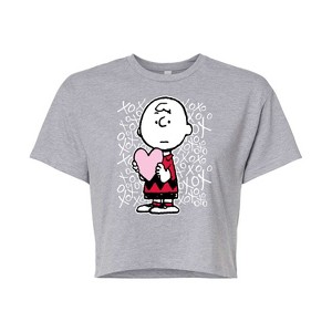 Women's - Peanuts - Charlie Brown Xoxo Cropped Graphic T-Shirt - 1 of 4