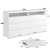 Vipbear 6-drawer double dresser with electrical outlets and LED lights, spacious storage cabinet with open shelves, charging cradle - 3 of 4