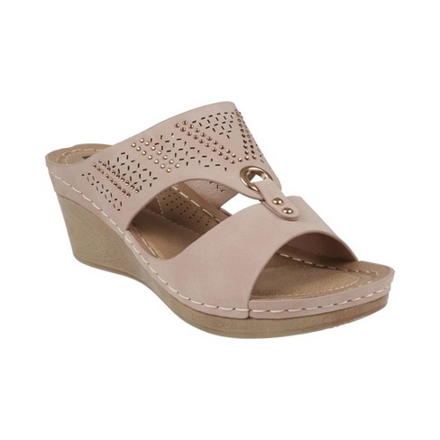 Gc Shoes Dafni Blush 10 Embellished Two-tone Comfort Slide Wedge Sandals :  Target