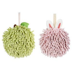 REGALWOVEN 2 Pcs Comfortable Soft Absorbent Chenille Fuzzy Hand Towels - 1 of 4