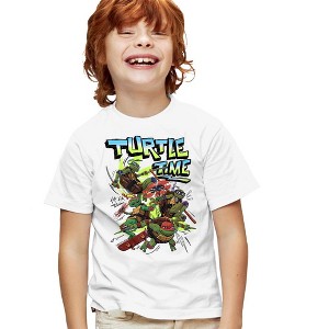 Teenage Mutant Ninja Turtles: Mutant Mayhem Turtle Time Group Kids T Shirt For Youth, White - 1 of 4