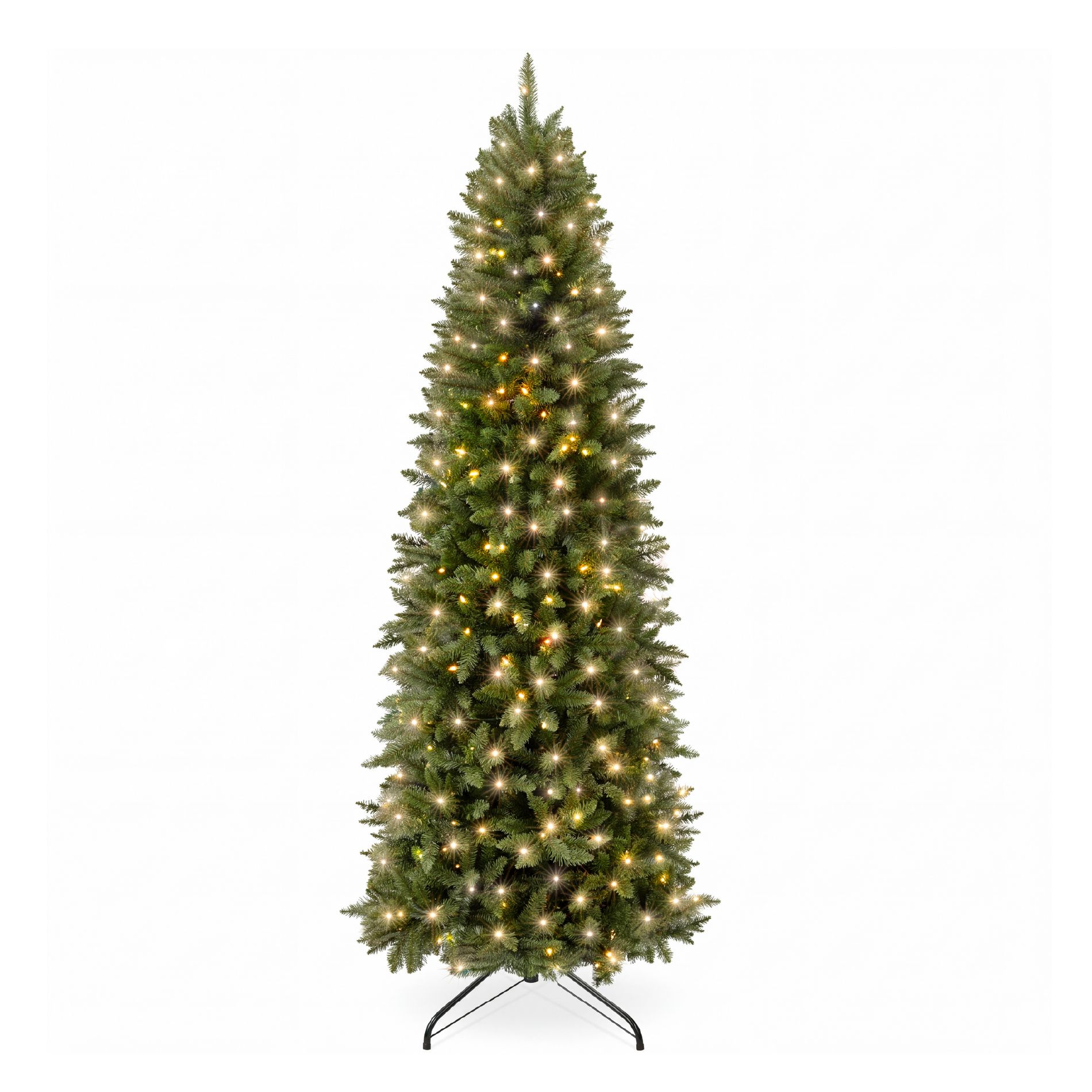 Best Choice Products 9ft Artificial Pencil Christmas Tree with Viral Twinkling Lights, Pre-Lit Spruce, 450 Lights
