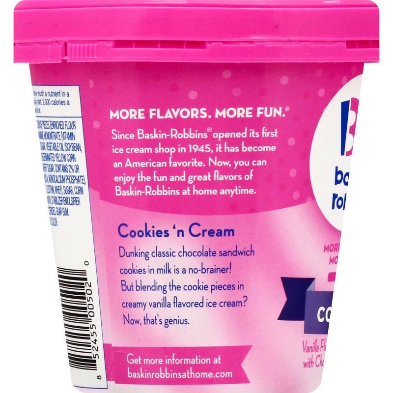 Baskin Robbins Cookies &#39;N Cream Ice Cream - 14oz, 3 of 7