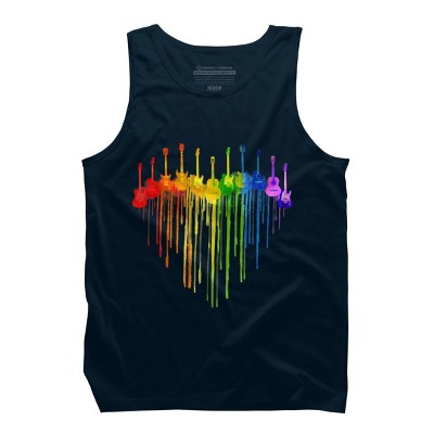 Design By Humans Guitar Heart Music Pride By ToruSanogawa Tank Top - Navy - 2X Large