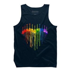 Design By Humans Guitar Heart Music Pride By ToruSanogawa Tank Top - Navy - 2X Large - 1 of 2