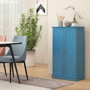 Resenkos Freestanding Kitchen Pantry Cabinet, Kitchen Cabinet with 12 Door Shelves, Double Doors, 5-tier Shelving, Blue - 1 of 4