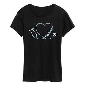 Women's - Instant Message - Nurse Heart Stethoscope Short Sleeve Graphic T-Shirt - 1 of 4