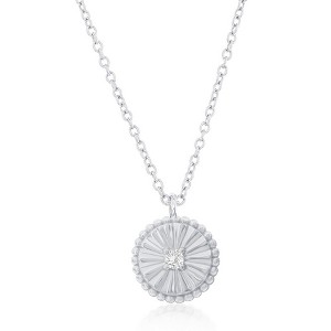 Bella Silver Sterling Silver Round Beaded Outline w/ CZ Necklace - 1 of 2