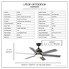 Urban Ambiance Luxury Transitional Ceiling Fan 17.25''H x 56''W,  Charcoal Finish,  Melton Collection, UHP9333 - 3 of 4