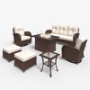 LayinSun Outdoor Patio Furniture Set, Brown Rattan Wicker Sectional Swivel Rocker Chairs Sets - 2 of 4