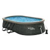 Summer Waves P11810421 18 x 10 Foot Oval Quick Set Inflatable Ring Above Ground Swimming Pool with Ladder and Filter Pump, Dark Gray Herringbone Print - image 2 of 4