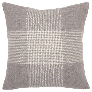 Plaid Poly Filled Square Pillow Gray - Rizzy Home