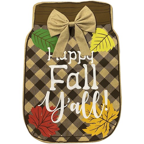 Fall Mason Jar Burlap House Flag Autumn Happy Fall Y'all 28